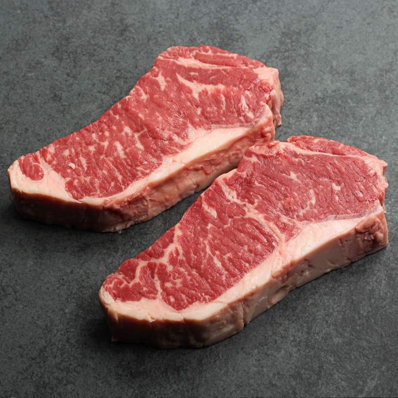 Overhead image of Australian Ebony Prime Black Angus New York Steak