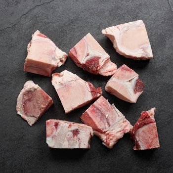thumbnail image of an overhead view of 9 pieces of beef bones