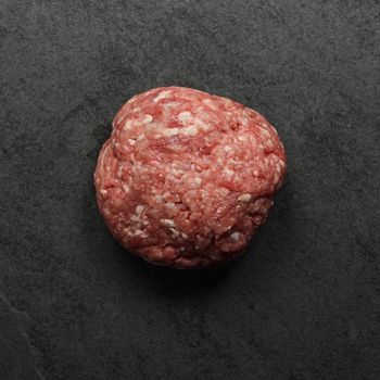 overhead view of a ball of raw ground turkey