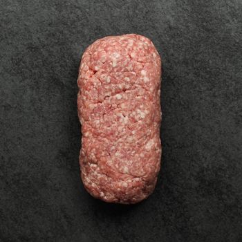 overhead image of one pound of raw Spanish Iberico ground pork