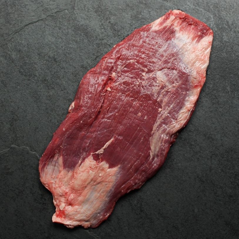 overhead view of a raw flank steak