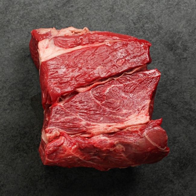 Bottom side of raw pot roast.