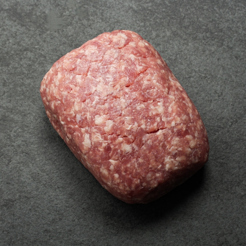 Overhead image of ground pork, perfect for meatballs, dumplings, stir-fries, and more.