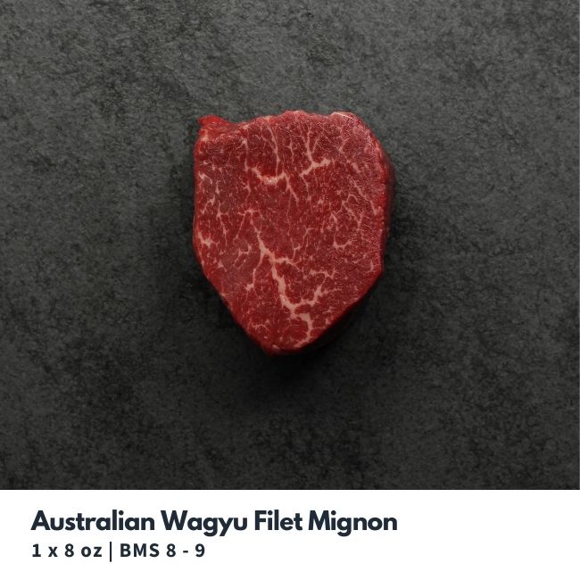 Overhead View of a well-marbled Australian wagyu filet mignon