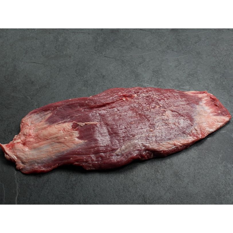 side view of a raw flank steak