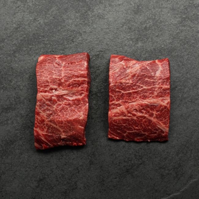 Two flat iron steaks size difference.